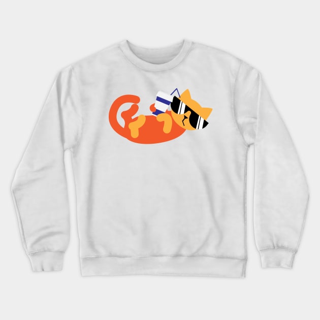 Just a Chilling Red Cat Crewneck Sweatshirt by Dmytro